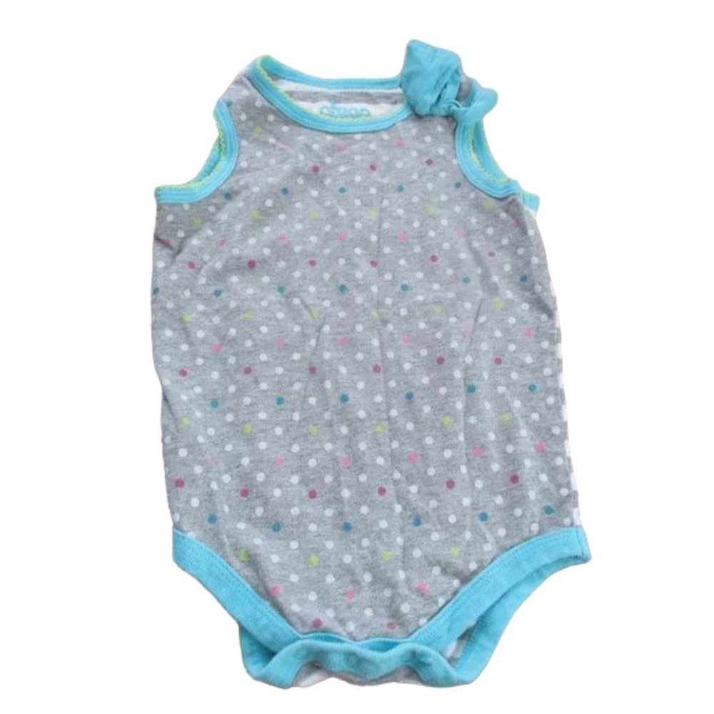 Circo One Piece Sleeveless Bodysuit Infant Girls‎ Size 9M Gray Polka Dot Snap